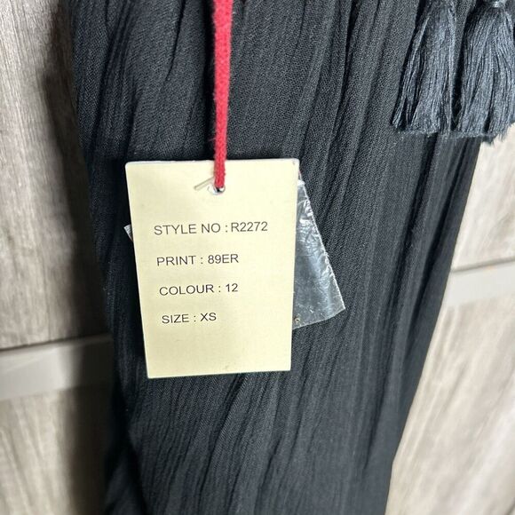 Rada Maxi Dress Tassels Beaded Open Back Bohemian Black Color Size XS NWT - Picture 4 of 10